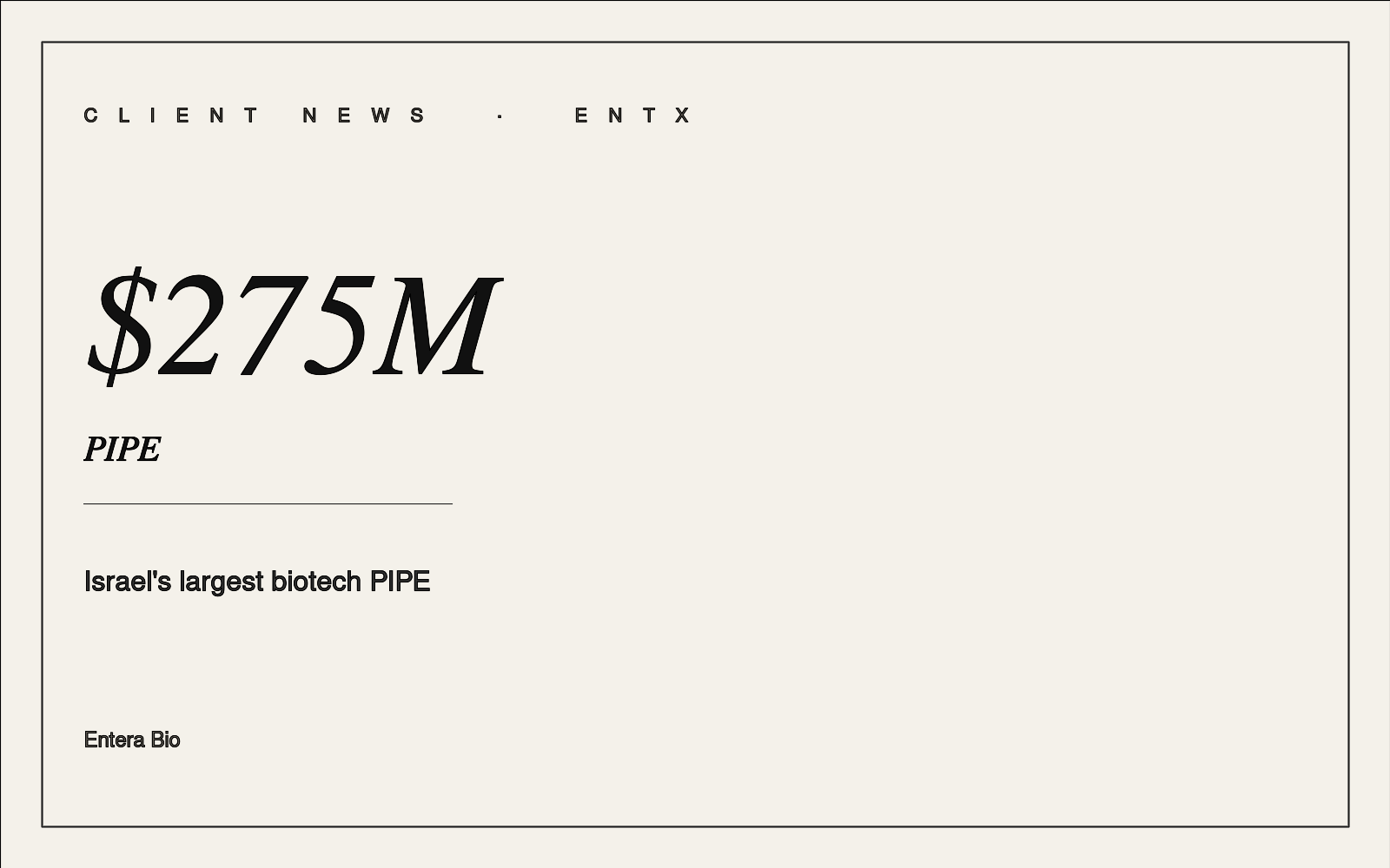 Entera prices $275 million PIPE, Israel’s largest biotech private placement